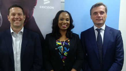 (L-R) Blair Mackenzie, head HR, Sub-Saharan Africa, Toju Egbebi, public relations manager, Region sub-Saharan Africa and Fredrik Jejdling, president & CEO Sub-Saharan Africa all of Ericsson at the launch of the Network Operation Centre in Lagos.